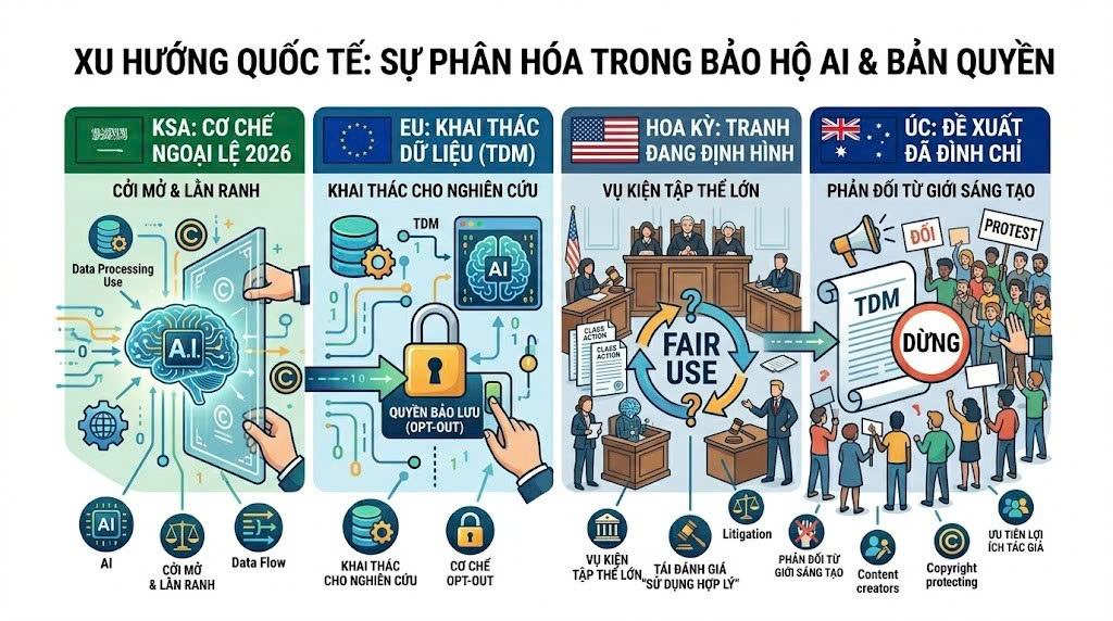 Sự phân hóa trong chiến lược bảo hộ AI